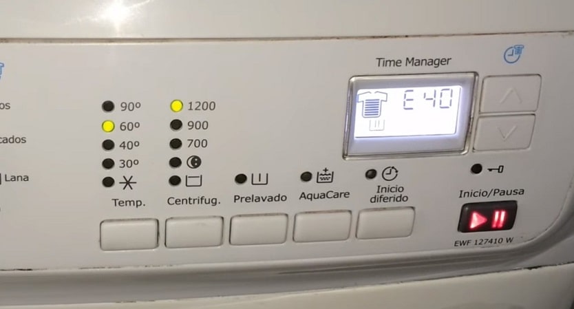 Стиральная машина Electrolux выдает ошибку E40