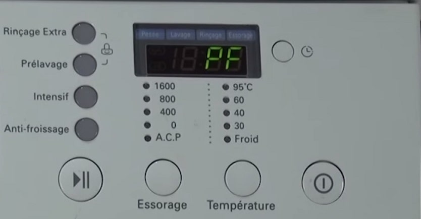 ошибка PF на стиральной машине LG